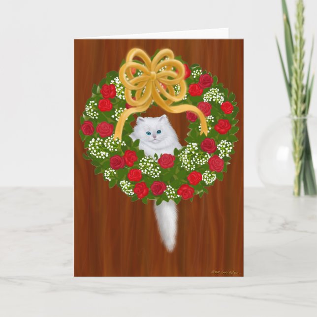 Holiday Wreath Kitten Card (Front)