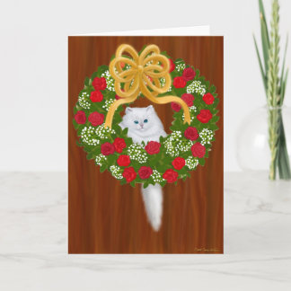 Holiday Wreath Kitten Card
