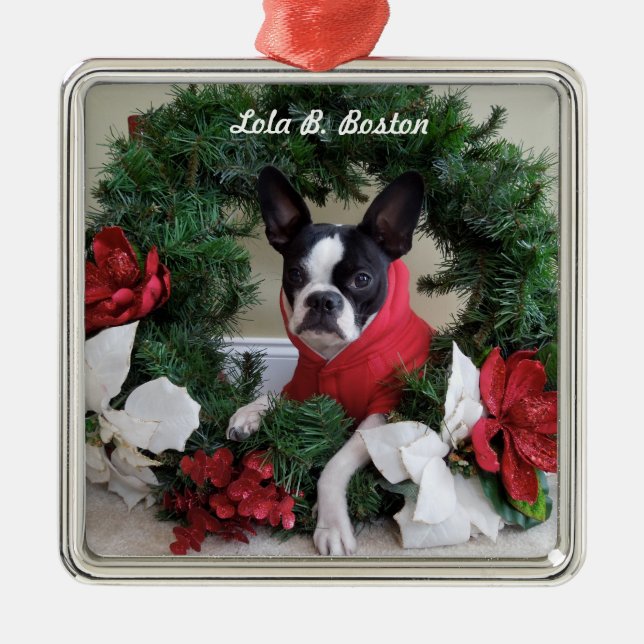 Holiday Wreath Lola B. Boston Ornament (Front)