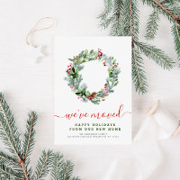 holiday wreath Moving New Home announcement