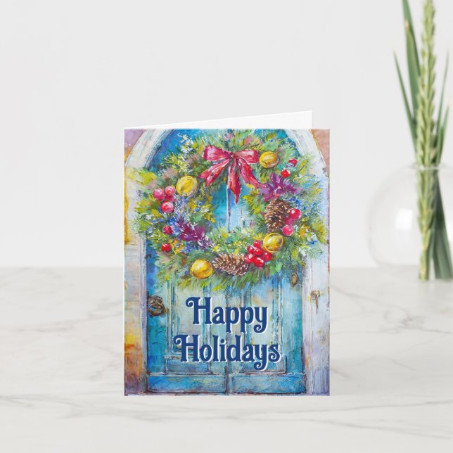 Holiday Wreath on Old Door (Front)