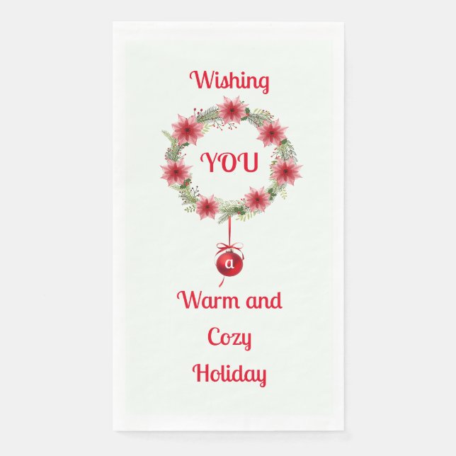 Holiday Wreath Paper Guest Towel (Front)