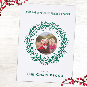 Holiday Wreath Personalized Letterpress Photo Cards