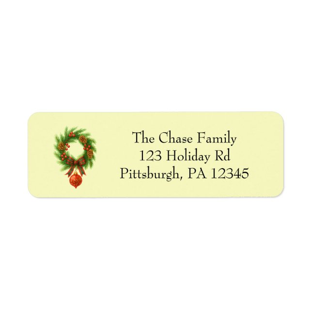 Holiday Wreath return address Label (Front)