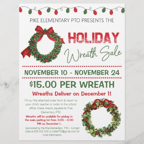 Holiday Wreath Sale Fundraiser  Flyer