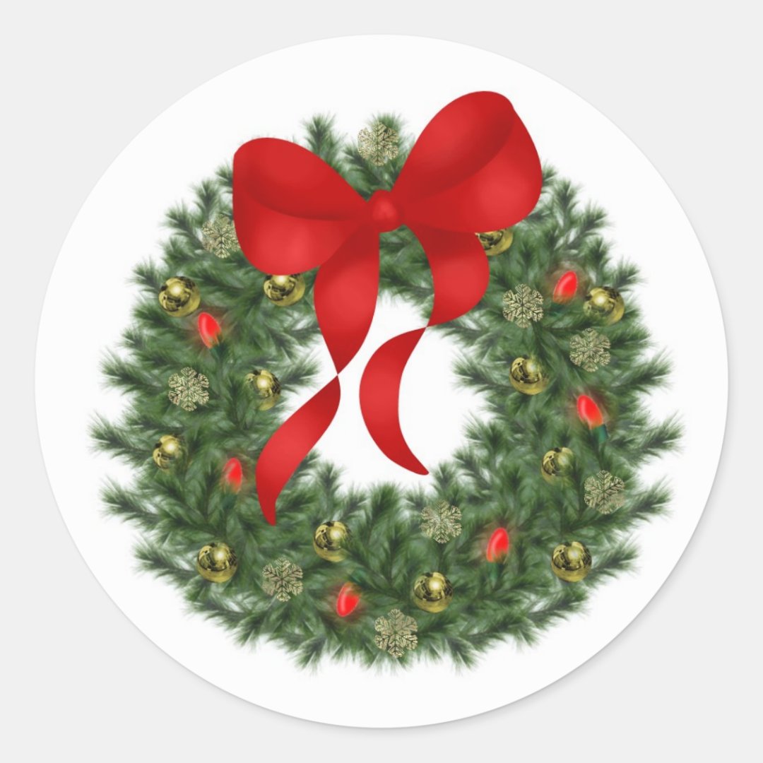 Holiday Wreath Sticker | Zazzle
