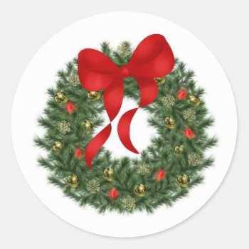 Holiday Wreath Sticker by AJsGraphics at Zazzle