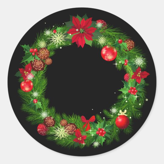 Holiday Wreath Stickers | Zazzle.com