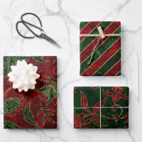 Classic Red Roses on Green Floral Wrapping Paper Sheets, Zazzle