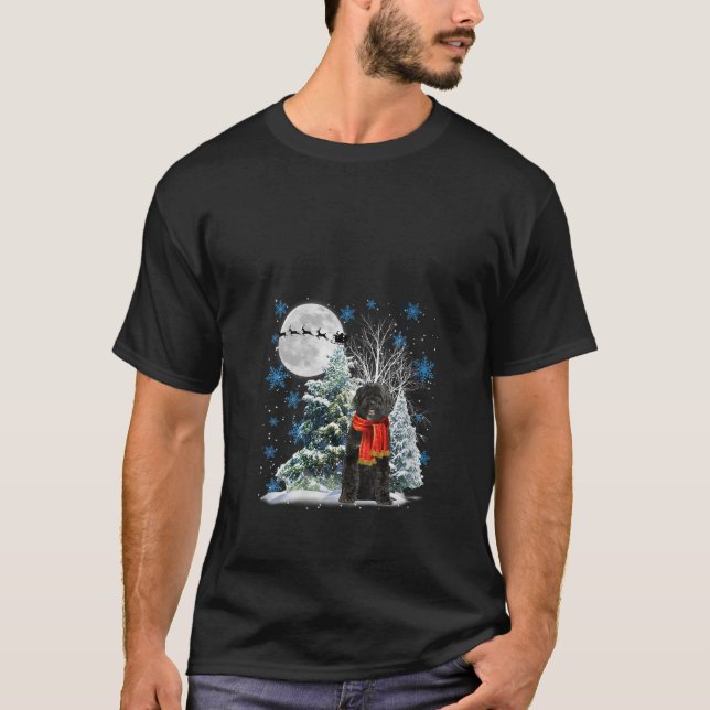 Holiday Xmas Light Santa Portuguese Water Dog Chri T-Shirt (Front)