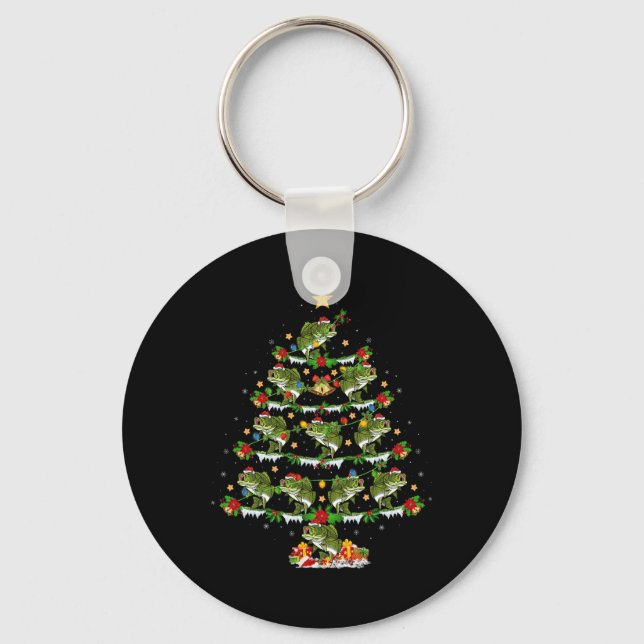 Holiday Xmas Lighting Santa Bass Fish Christmas Tr Keychain (Front)