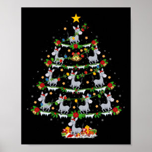 Holiday Xmas Lighting Santa Donkey Christmas Tree  Poster