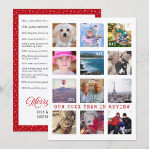 Holiday Year In Review   Custom 12 Photo Collage Card