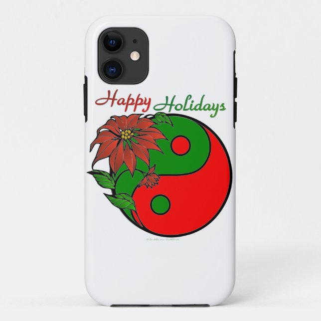 Holiday Yin Yang Poinsettia Green Red Case-Mate iPhone Case (Back)