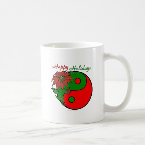 Holiday Yin Yang Poinsettia Green Red Coffee Mug