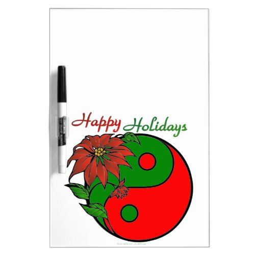 Holiday Yin Yang Poinsettia Green Red Dry Erase Board
