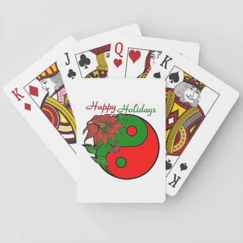 Holiday Yin Yang Poinsettia Green Red Poker Cards