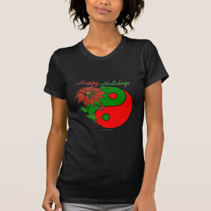 Holiday Yin Yang Poinsettia Green Red T-Shirt