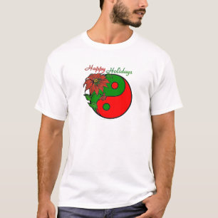 Holiday Yin Yang Poinsettia Green Red T-Shirt