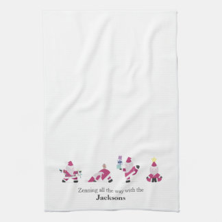 Holiday Yogi Yoga Santa Family Kitchen Towel