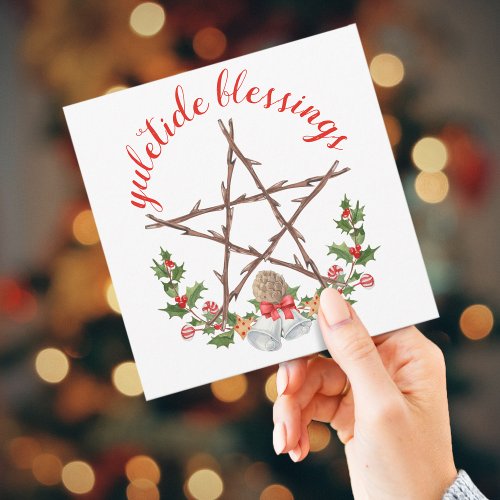 Holiday Yuletide Twig Pentacle Wicca Greeting