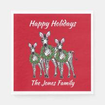 Holiday Zebras , festive Christmas wreath garland