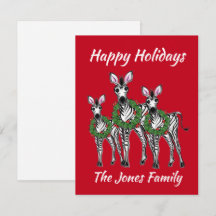 Holiday Zebras , festive Christmas wreath garland