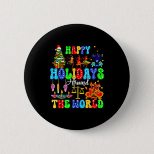 Holidays Around World Xmas Hanukkah Kwanzaa Diwali Button