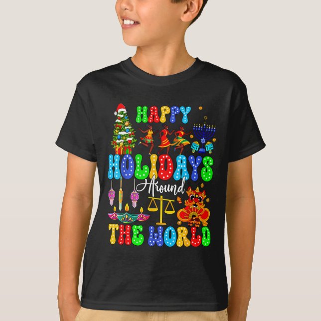 Holidays Around World Xmas Hanukkah Kwanzaa Diwali T-Shirt (Front)