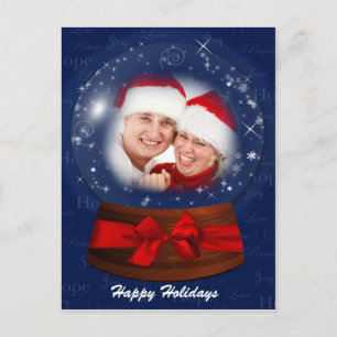 holidays blue snow globe photo PostCards