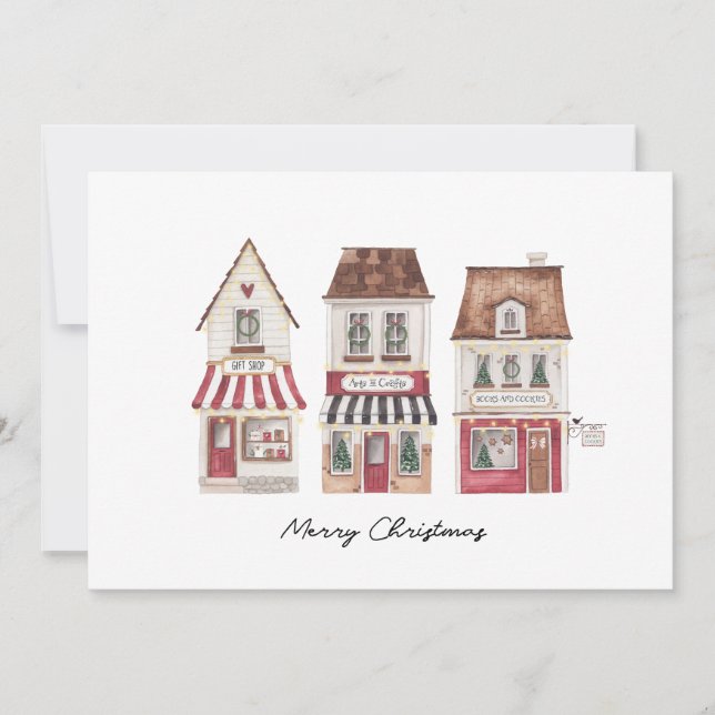 Holidays card with Christmas gift stores (Front)
