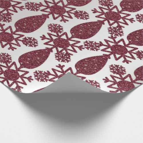 Holidays Christmas Decor Snowflakes Gray Burgundy Wrapping Paper