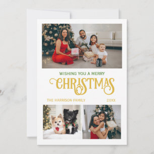 Holidays Christmas Tree Three Family Photo Collage Holiday Card