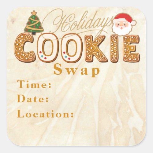 Holidays Cookies Swap Invitation Square Sticker