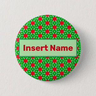 Holidays Customizable Name Tag Pin Button
