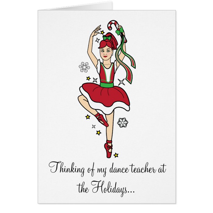 Holidays Dance Teacher Ballerina with Candy Cane Card