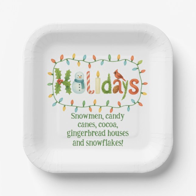 Holidays designed Christmas Paper Plates (Front)
