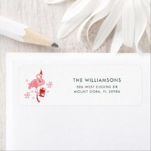 Holidays Flamingo Christmas Return Address Label