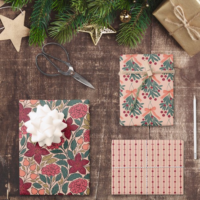 Holidays florals & Mistletoe  Wrapping Paper Sheets (Creator Uploaded)