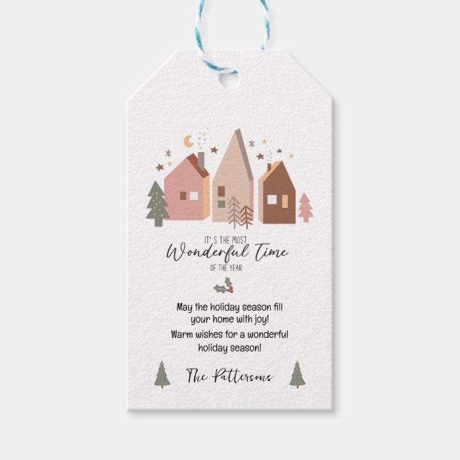 Holidays Gift Tags Boho Houses Personalized (Front)