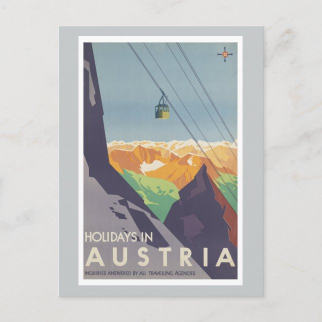 Holidays in Austria Mountains Vintage Travel Postcard (Front)