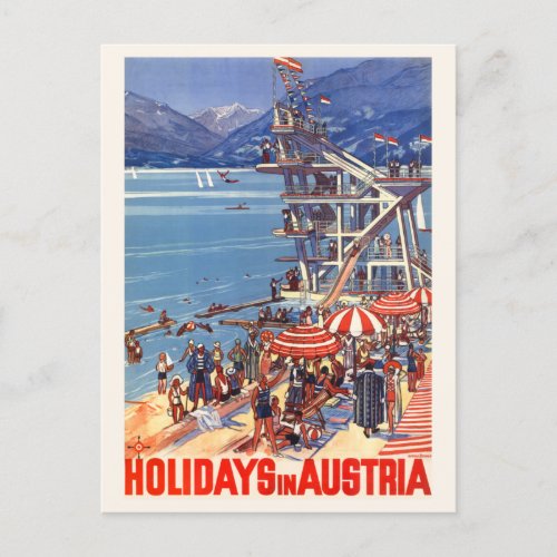 Holidays in Austria Vintage Poster 1933 Postcard