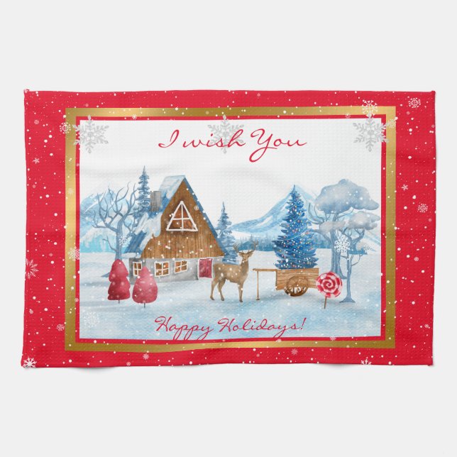 Holidays Landscape Customize Kitchen Towel (Horizontal)