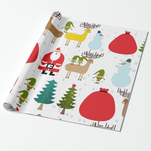 Holidays Merry Christmass Santa Claus Green Red Wrapping Paper