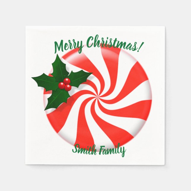 Holidays Mint Candy Custom Napkins (Front)