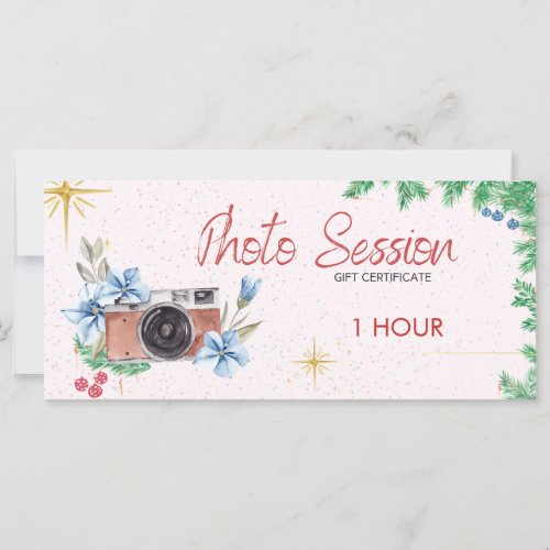 Holidays photo session voucher gift card