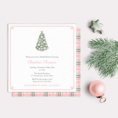 Holidays Pink Green Chinoiserie Wedding Shower Invitation