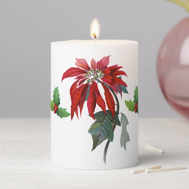 Holidays Poinsettias Pillar Candle (Creator Uploaded)