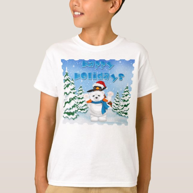 Holidays Polar Bear Penguin Kid's Long Sleeve T T-Shirt (Front)