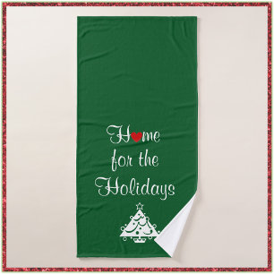 Holidays Red Heart and Tree Sentimental Bath Towel